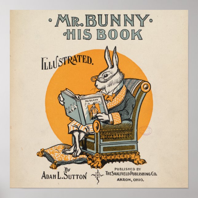 Affiche Illustration de livre pour enfants vintage lapin (Devant)