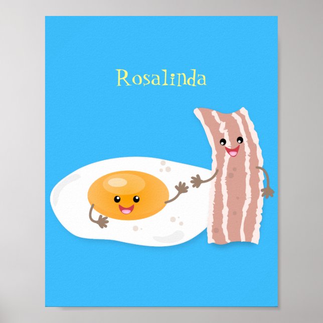 Affiche Illustration de l'oeuf de Cute kawaii et du bacon (Devant)