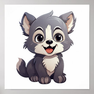 Affiche Illustration de loup de dessin