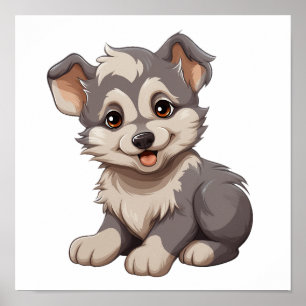 Affiche Illustration de loup de dessin