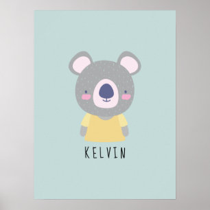 Affiche Illustration de l'ours Cute Koala - Personnalisabl