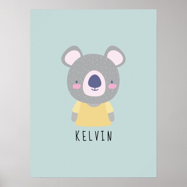 Affiche Illustration de l'ours Cute Koala - Personnalisabl (Devant)