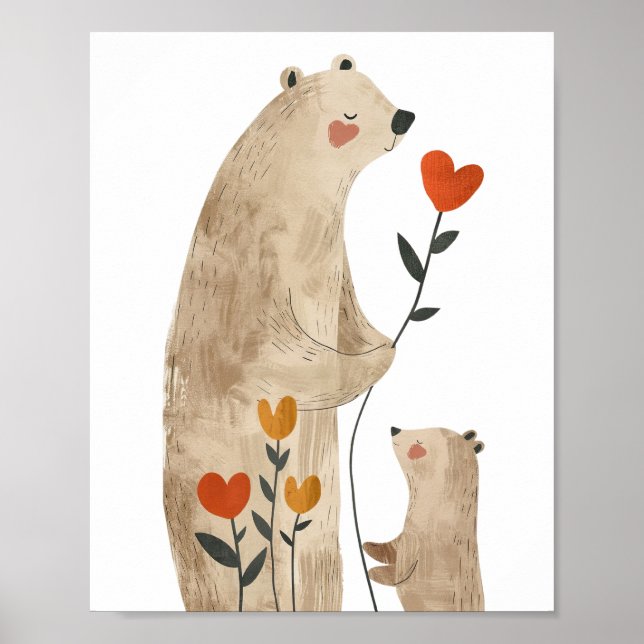 Affiche Illustration de l'ours polaire Watercolor Nursery  (Devant)
