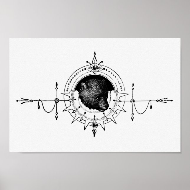 Affiche Illustration de l'ours vintage (Devant)