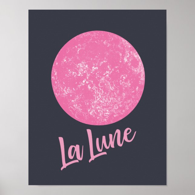Affiche Illustration de lune rose mignonne Français La Lun (Devant)