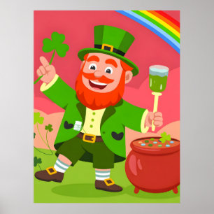 Affiche Illustration de lutin de la Saint-Patrick