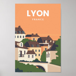 Affiche Illustration de Lyon France célèbre Travel Place
