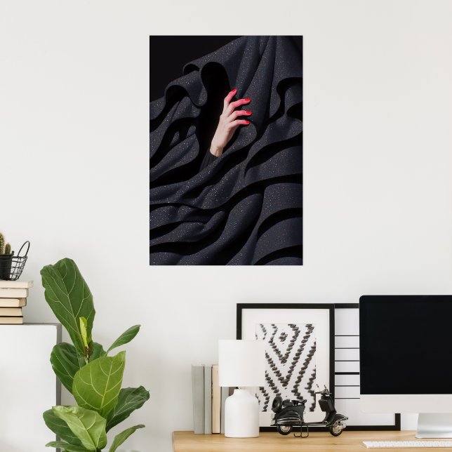Affiche Illustration de main de hijab étoilé caché (Bureau à domicile)