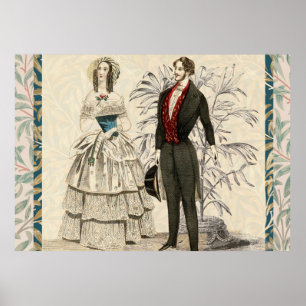 Affiche Illustration de mariage victorien vintage 1844