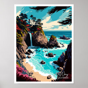 Affiche Illustration de McWay Falls California Vintage voy