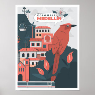 Affiche Illustration de Medellin Colombia Art Vintage voya