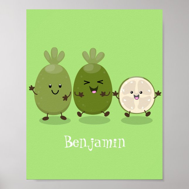 Affiche Illustration de mignonne guava feijoa (Devant)