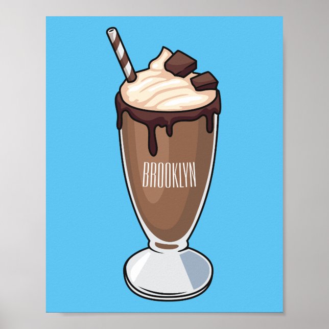 Affiche Illustration de milk-shake au chocolat (Devant)
