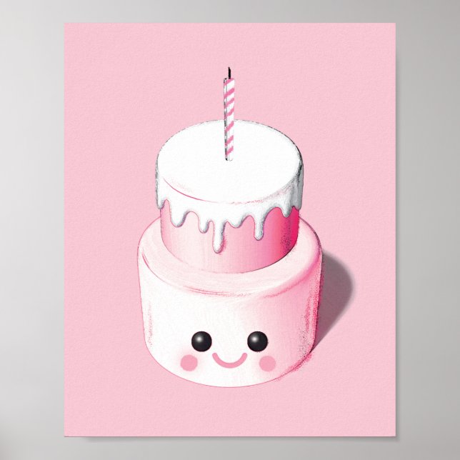 Affiche Illustration de mini-gâteau rose mignon (Devant)