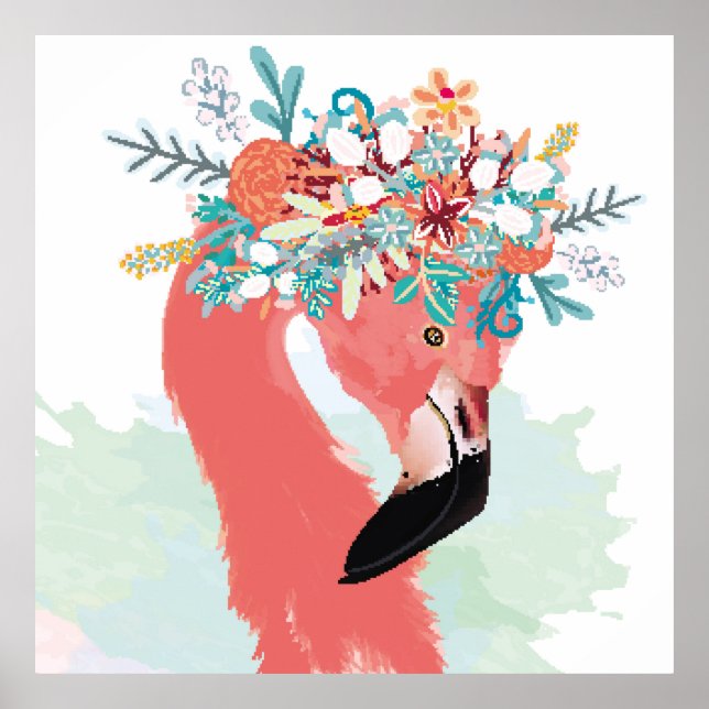 Affiche Illustration de mode avec flamants roses dessinés (Devant)