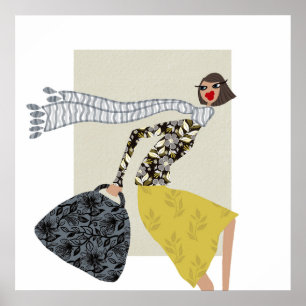 Affiche Illustration de mode chic Windy Day