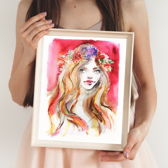 Affiche Illustration de mode de l'aquarelle d'automne (Créateur téléchargé)