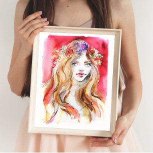 Affiche Illustration de mode de l'aquarelle d'automne