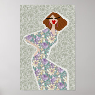 Affiche Illustration de mode féminine de jardin de fleurs