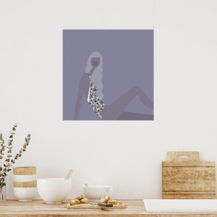 Affiche Illustration de mode Femme chic Violet Art moderne