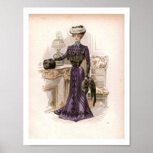 Affiche Illustration de mode vintage Edwardian Lady Fox
