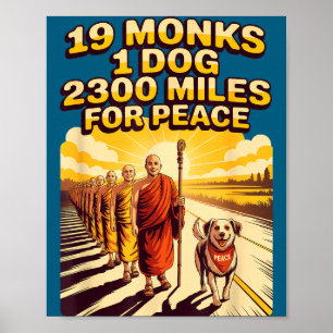 Affiche Illustration de moines bouddhistes pour la marche