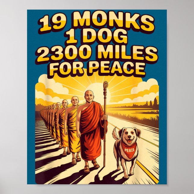 Affiche Illustration de moines bouddhistes pour la marche  (Devant)