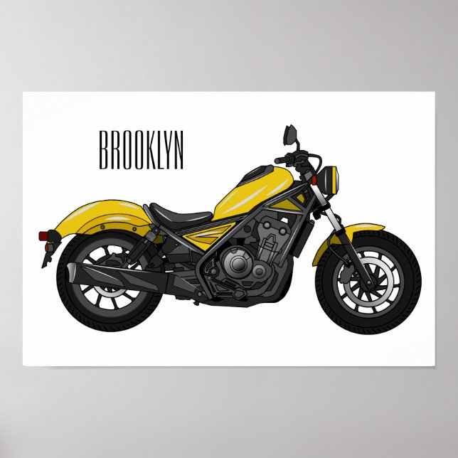 Affiche Illustration de moto Cruiser (Devant)