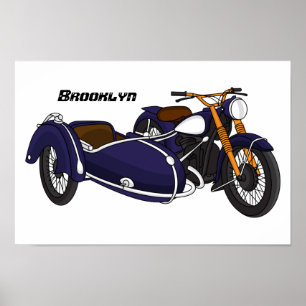 Affiche Illustration de moto pourpre Sidecar