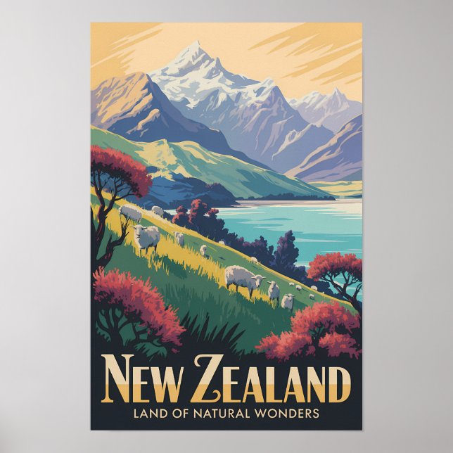 Affiche Illustration de mouton de Nouvelle-Zélande Art de  (Devant)