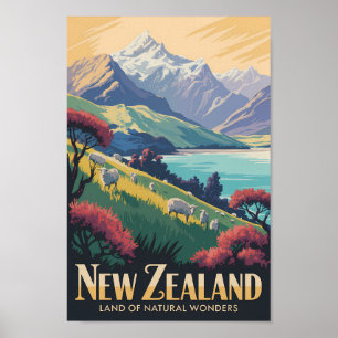 Affiche Illustration de mouton de Nouvelle-Zélande Art de 