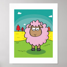 Affiche Illustration de mouton duveteux | Art d'animaux de