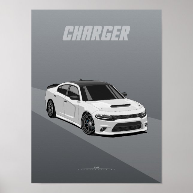 Affiche Illustration de muscle américain moderne Charger (Devant)