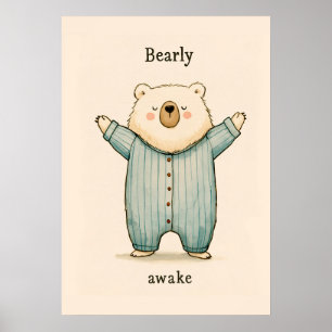 Affiche Illustration de nounours mignon en pyjama pour nur