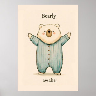 Affiche Illustration de nounours mignon en pyjama pour nur