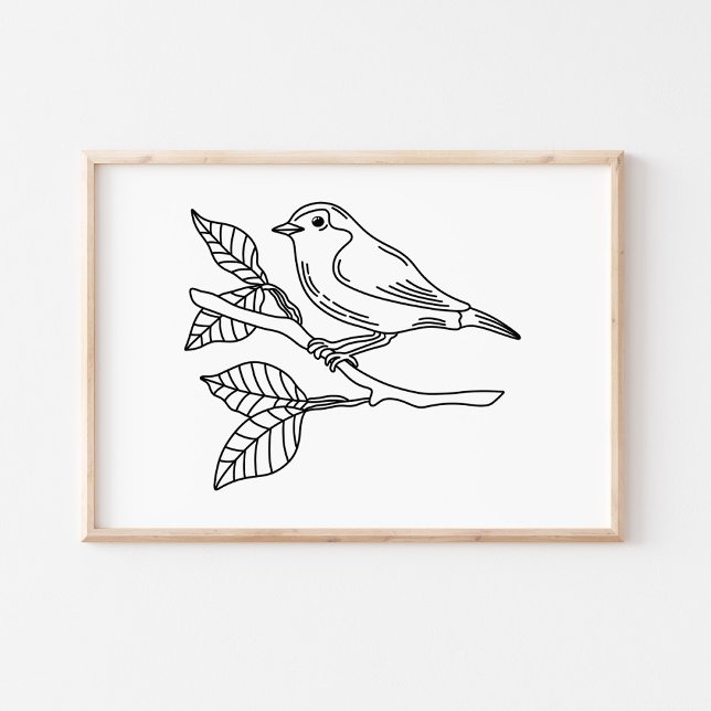 Affiche Illustration de oiseau fantaisiste dessinée à la m (Créateur téléchargé)