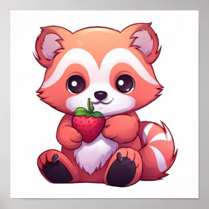 Affiche Illustration de panda rouge caricature
