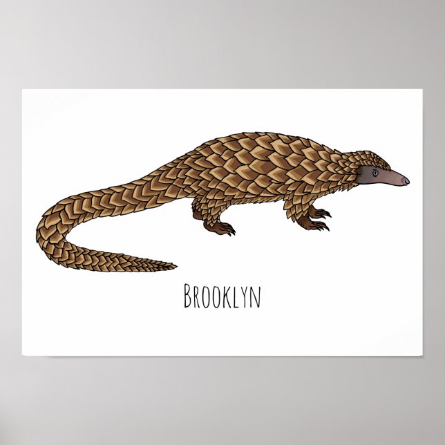 Affiche Illustration de pangolin à queue longue (Devant)