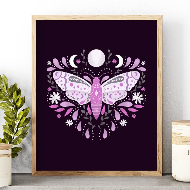 Affiche Illustration de papillon abstrait moderne violet e (Créateur téléchargé)