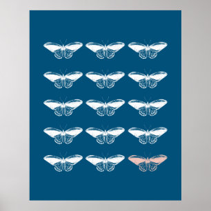 Affiche Illustration de papillon bleu vintage élégant
