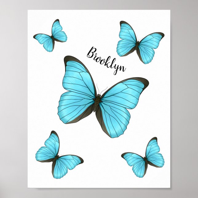Affiche Illustration de papillons Morpho (Devant)
