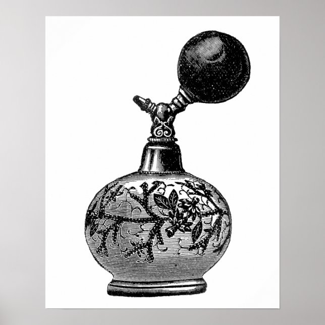 Affiche Illustration de parfum vintage noir et blanc (Devant)