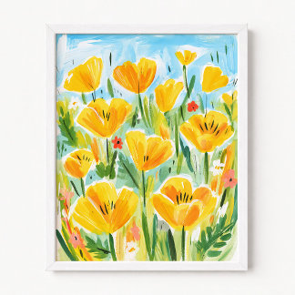 Affiche Illustration de Pavots de Californie