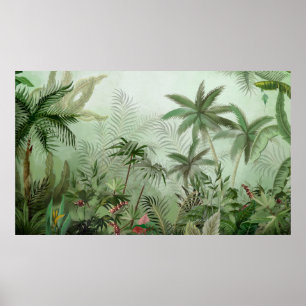 Affiche Illustration de paysage botanique vintage tropical