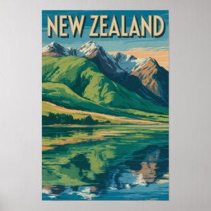 Affiche Illustration de paysage de Nouvelle-Zélande Art de
