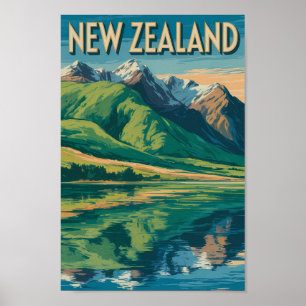 Affiche Illustration de paysage de Nouvelle-Zélande Art de