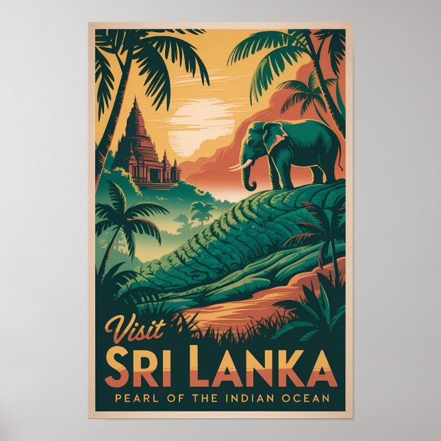 Affiche Illustration de paysage de Sri Lanka Art de voyage (Devant)