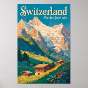 Affiche Illustration de paysage de Suisse Art de voyage