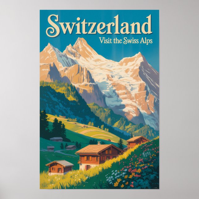 Affiche Illustration de paysage de Suisse Art de voyage (Devant)