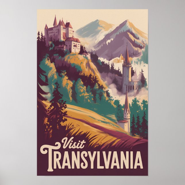 Affiche Illustration de paysage de Transylvanie Art de voy (Devant)